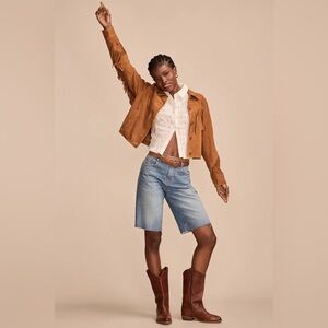 Lucky Brand 🍀 Sweet-N-Low Loose Raw Hem Denim Bermuda Shorts, Size 8/29